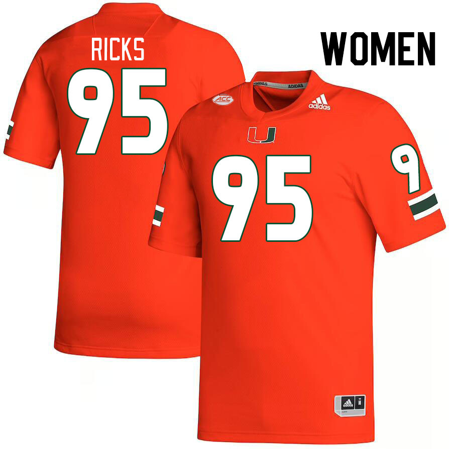 Women #95 Cooper Ricks Miami Hurricanes College Football Jerseys Stitched-Orange